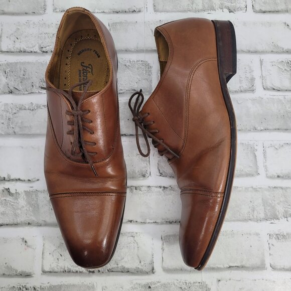 Florsheim Corbetta Brown Cognac Leather Cap Toe Oxford Men's Dress Shoe 10.5 - Picture 1 of 8